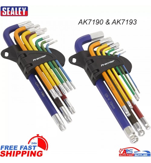 Sealey Long Ball End Allen &Torx TRX Star Hex Key Set - Multi-Coloured Twin Set